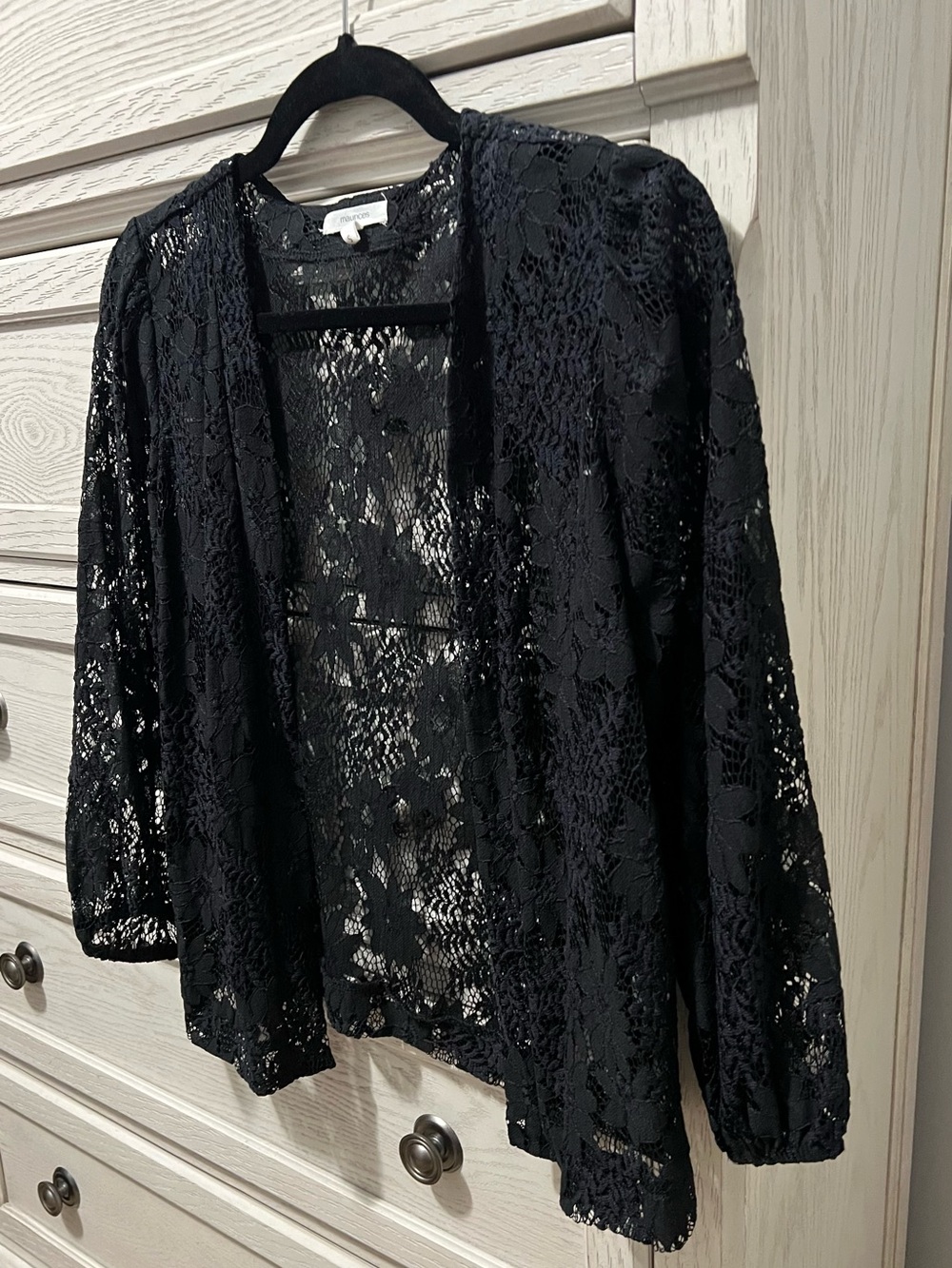 Black Floral Lace Open Cardigan